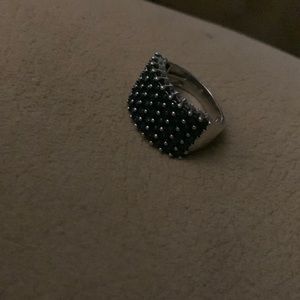 Blue Diamond ring in Sterling Silver Band